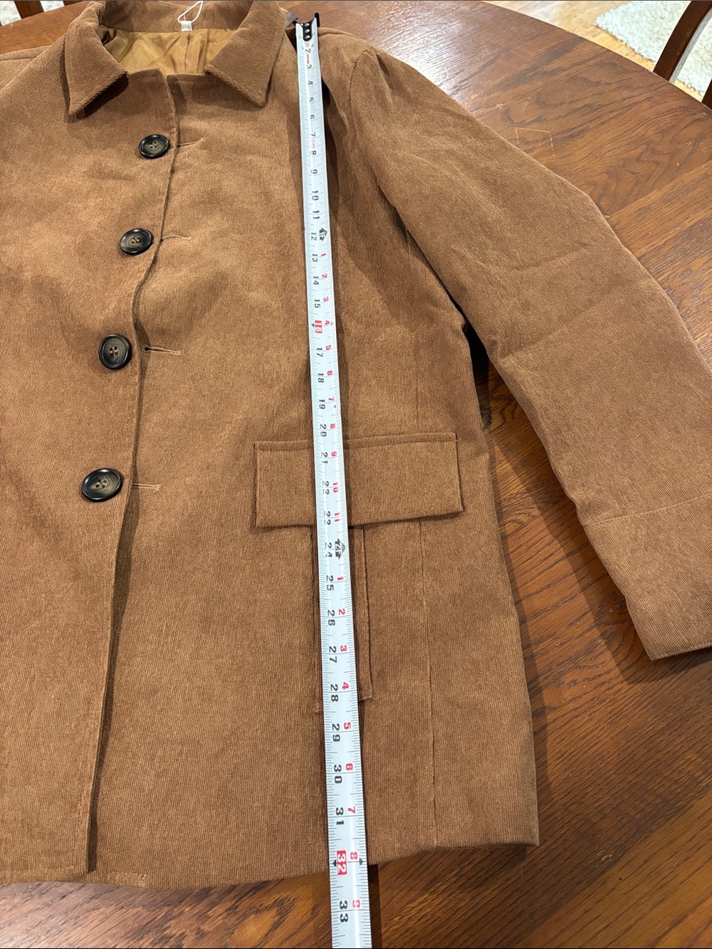 Marino Men’s Brown Classic Button-Front Pea Coat - Picture 6 of 6